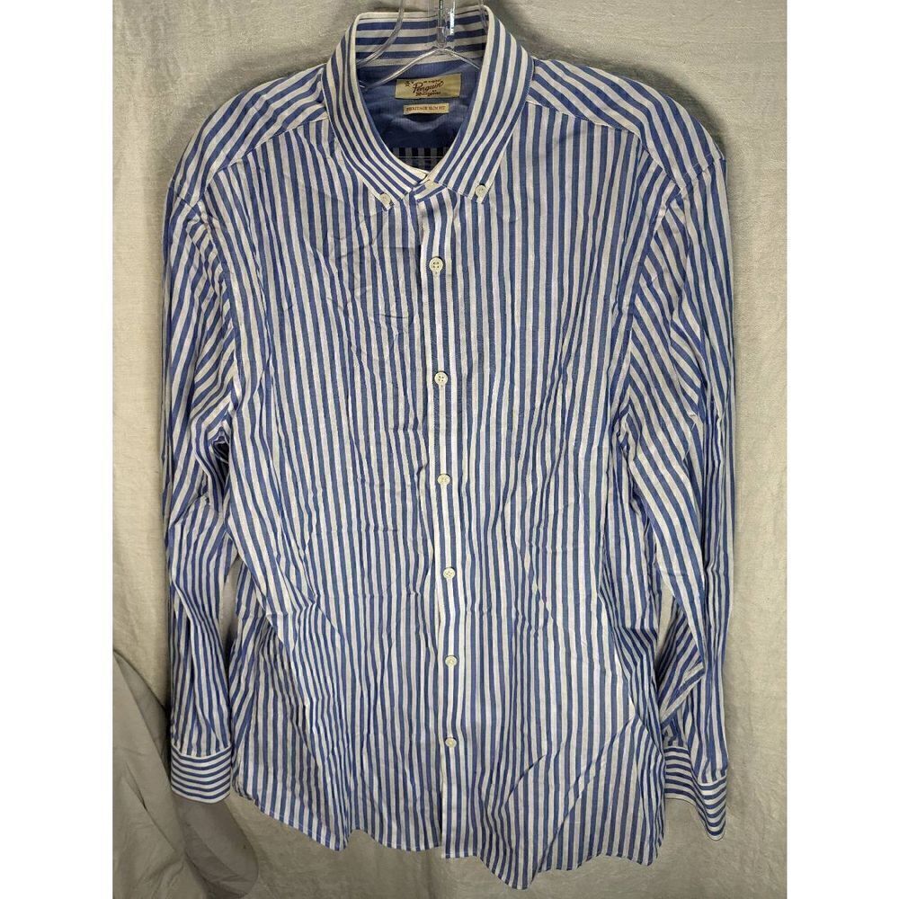 Original Penguin Violet Striped Button Front Collared Heritage Fit Shirt 16